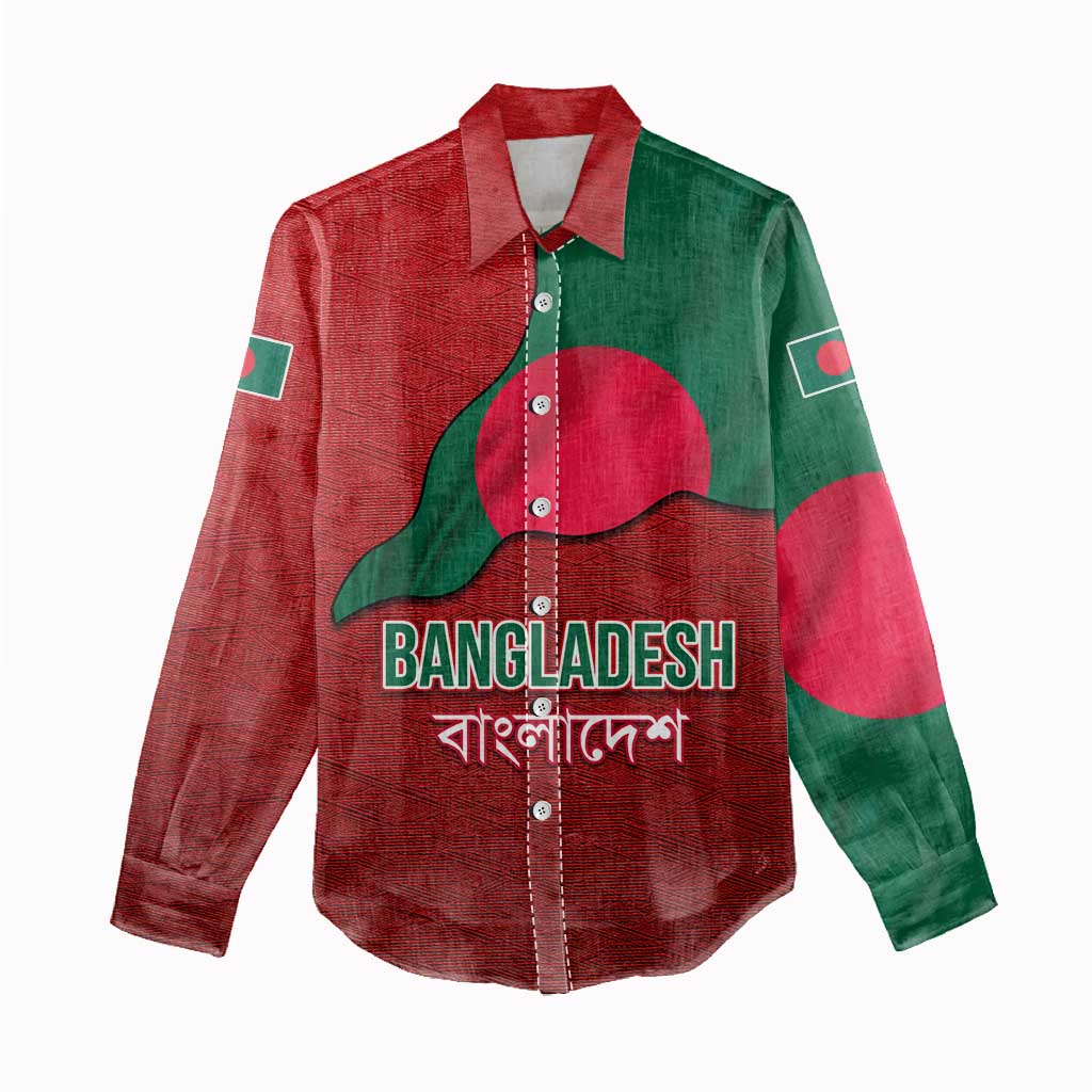 Bangladesh Women Casual Shirt with National Flag Design and Bengali Script