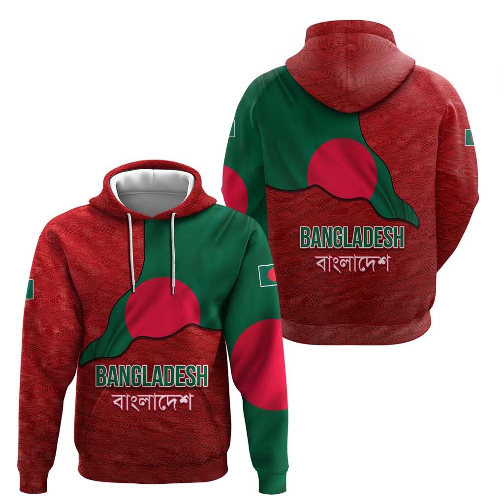 Bangladesh Zip Hoodie with National Flag Design and Bengali Script