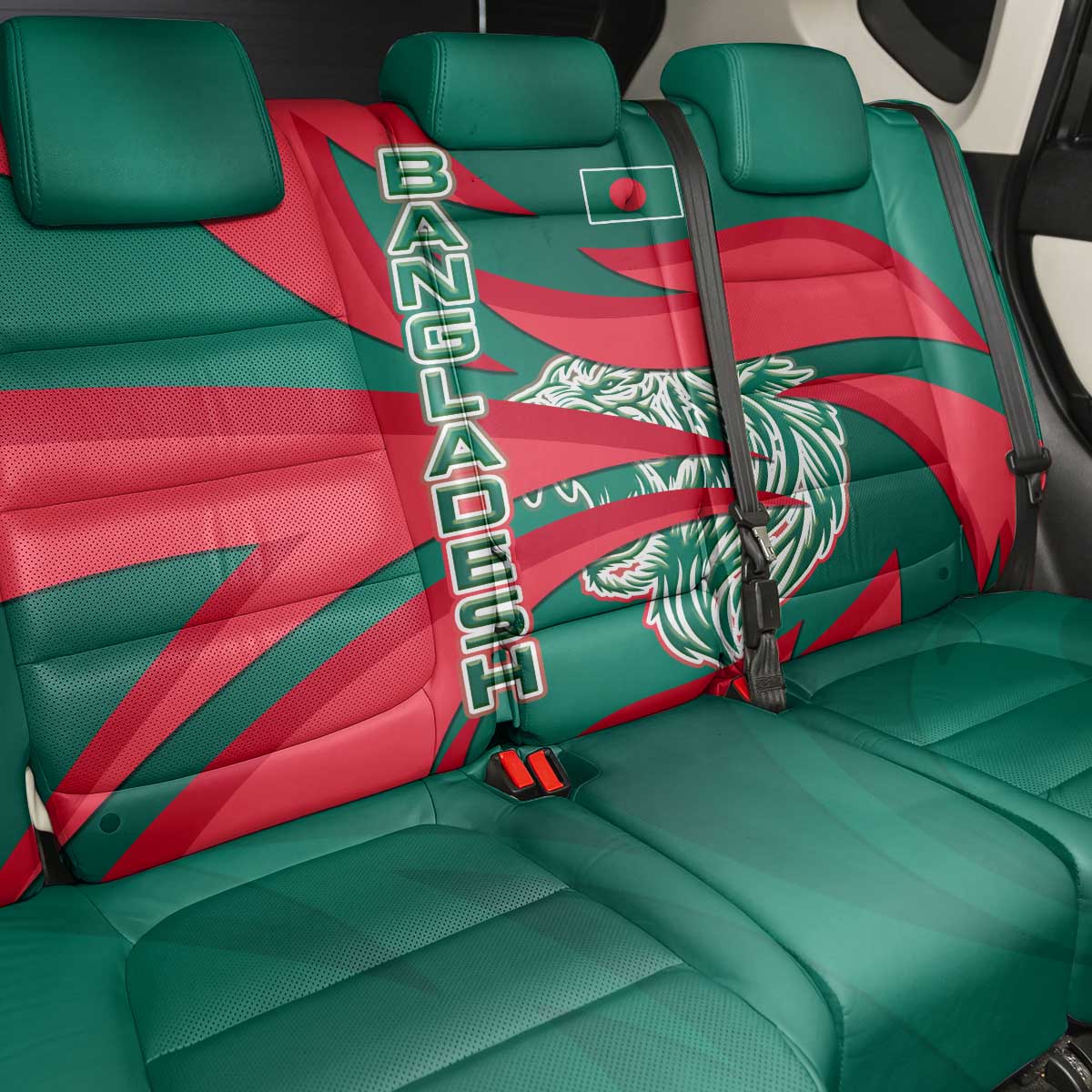 Bangladesh Back Car Seat Cover with Tiger Bengal Design and National Emblem Motif