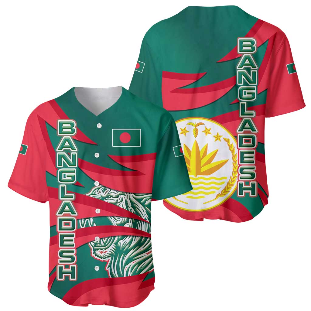 Bangladesh Baseball Jersey with Tiger Bengal Design and National Emblem Motif