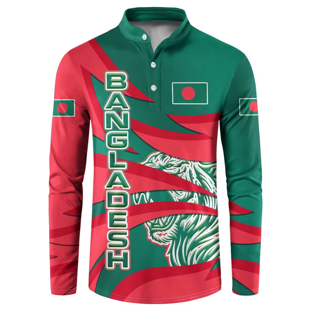 Bangladesh Button Sweatshirt with Tiger Bengal Design and National Emblem Motif