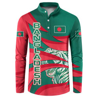 Bangladesh Button Sweatshirt with Tiger Bengal Design and National Emblem Motif
