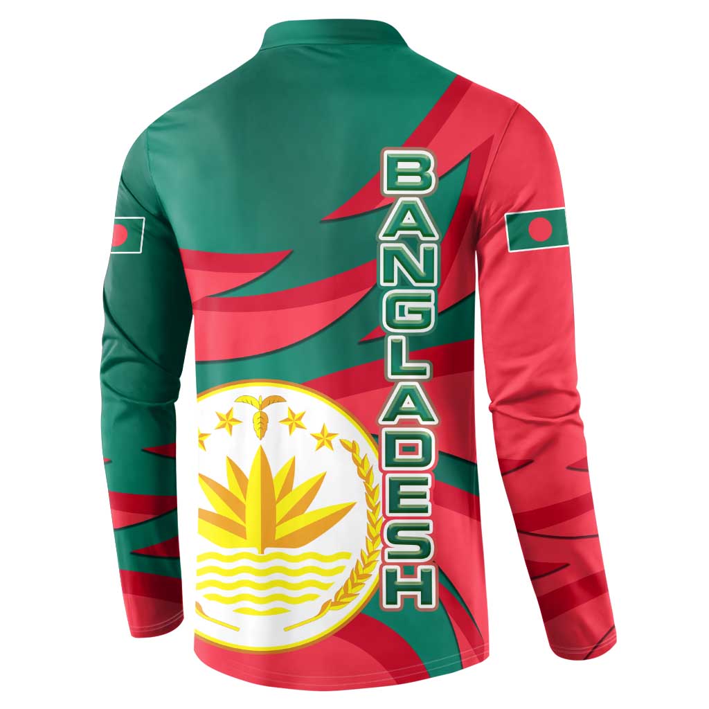 Bangladesh Button Sweatshirt with Tiger Bengal Design and National Emblem Motif