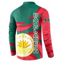 Bangladesh Button Sweatshirt with Tiger Bengal Design and National Emblem Motif