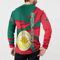 Bangladesh Button Sweatshirt with Tiger Bengal Design and National Emblem Motif