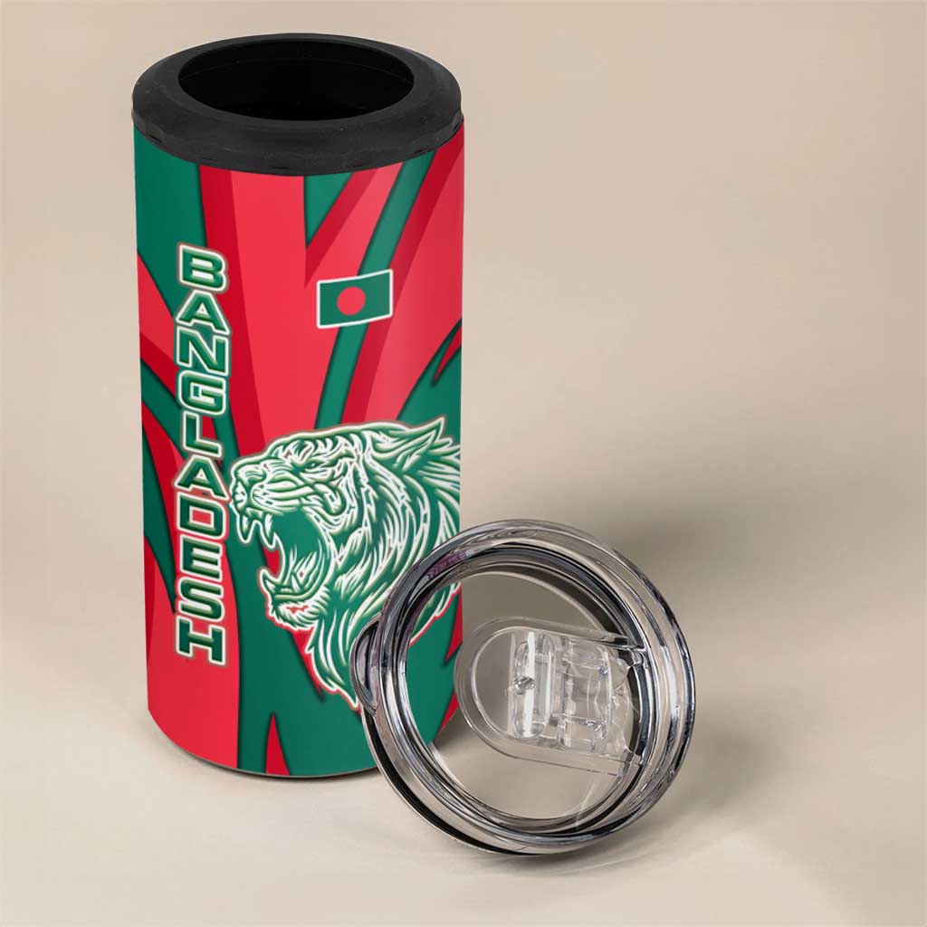 Bangladesh 4 in 1 Can Cooler Tumbler with Tiger Bengal Design and National Emblem Motif