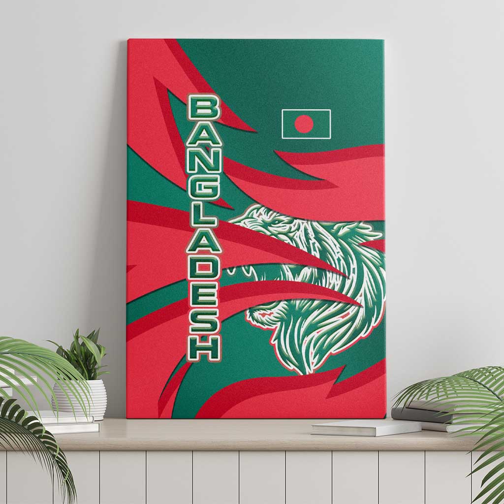 Bangladesh Canvas Wall Art with Tiger Bengal Design and National Emblem Motif