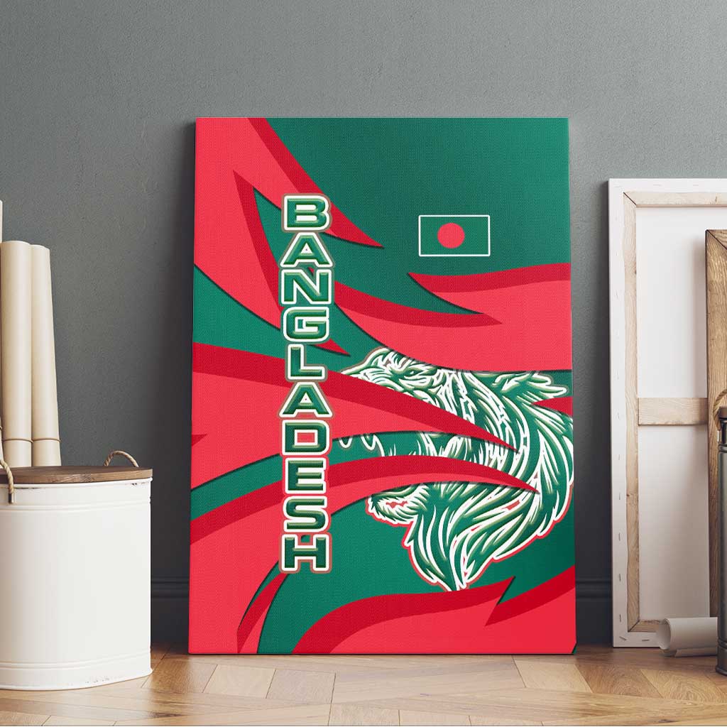 Bangladesh Canvas Wall Art with Tiger Bengal Design and National Emblem Motif
