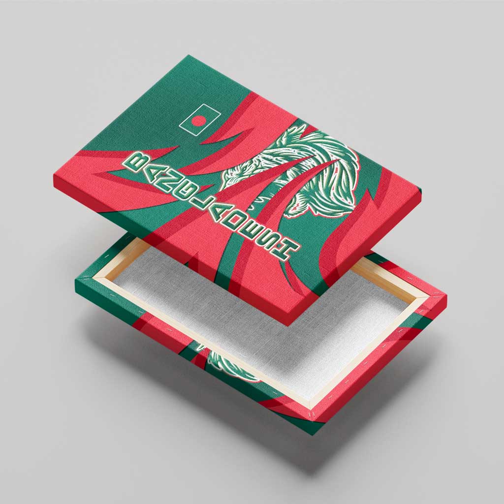 Bangladesh Canvas Wall Art with Tiger Bengal Design and National Emblem Motif