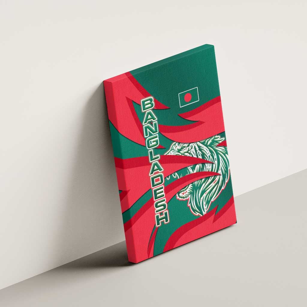 Bangladesh Canvas Wall Art with Tiger Bengal Design and National Emblem Motif