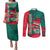 Bangladesh Couples Matching Puletasi and Long Sleeve Button Shirt with Tiger Bengal Design and National Emblem Motif