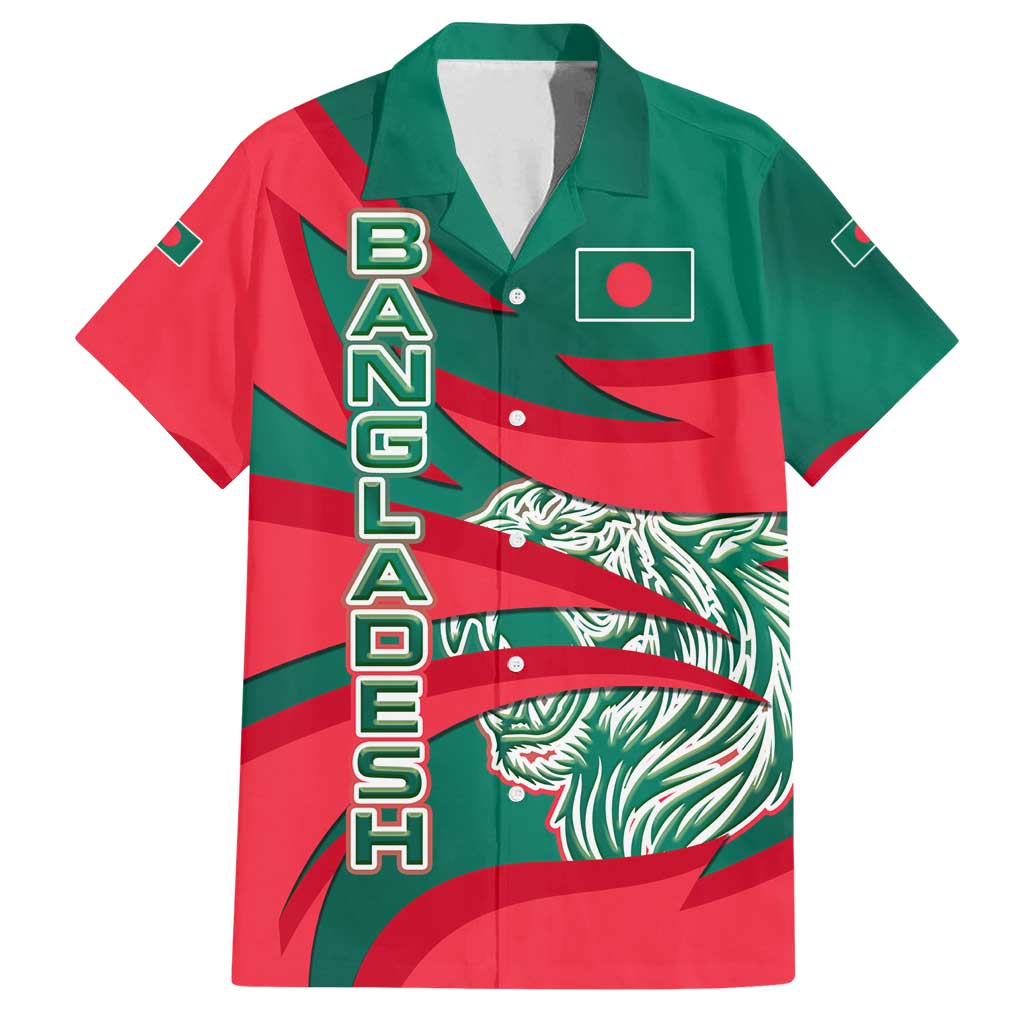 Bangladesh Family Matching Long Sleeve Bodycon Dress and Hawaiian Shirt with Tiger Bengal Design and National Emblem Motif
