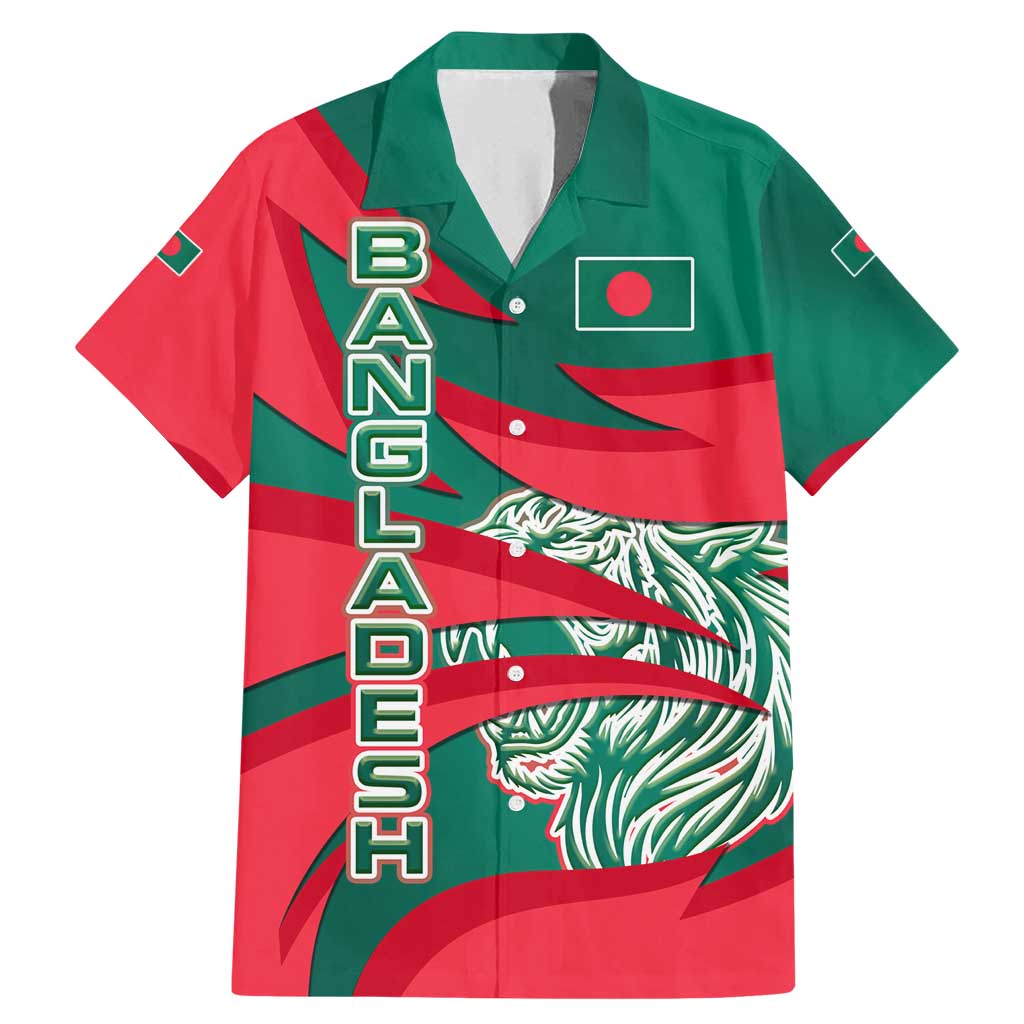 Bangladesh Family Matching Mermaid Dress and Hawaiian Shirt with Tiger Bengal Design and National Emblem Motif