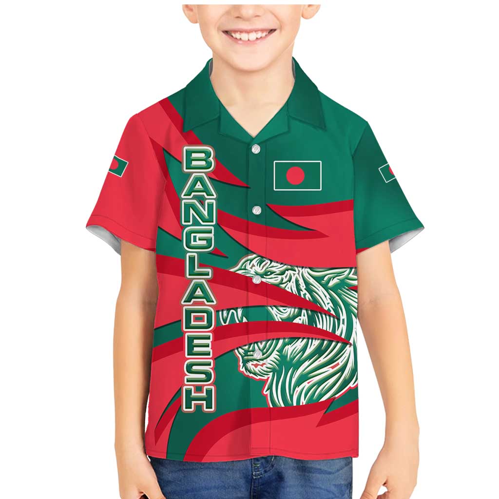 Bangladesh Family Matching Mermaid Dress and Hawaiian Shirt with Tiger Bengal Design and National Emblem Motif