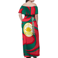 Bangladesh Family Matching Off Shoulder Maxi Dress and Hawaiian Shirt with Tiger Bengal Design and National Emblem Motif