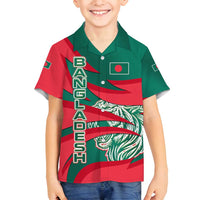 Bangladesh Family Matching Puletasi and Hawaiian Shirt with Tiger Bengal Design and National Emblem Motif