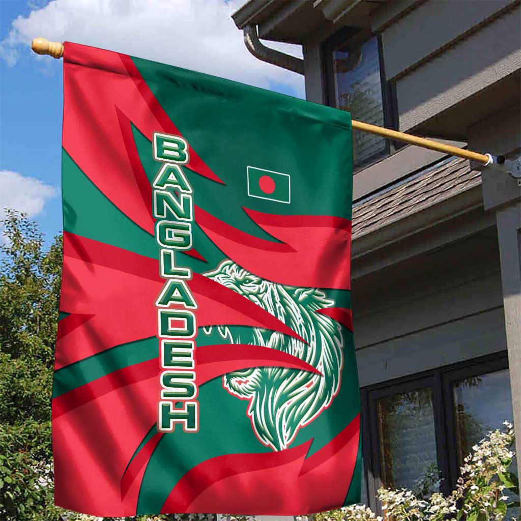 Bangladesh Garden Flag with Tiger Bengal Design and National Emblem Motif