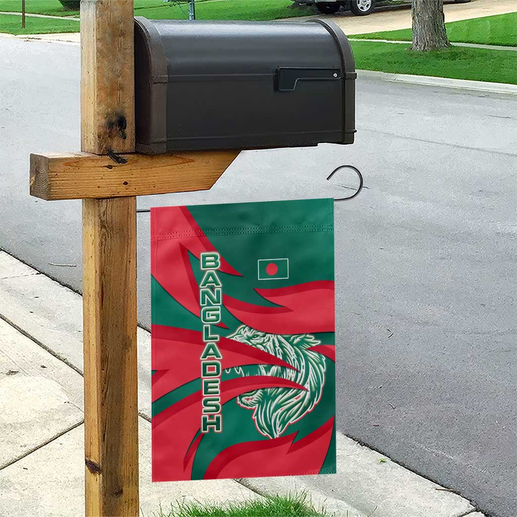 Bangladesh Garden Flag with Tiger Bengal Design and National Emblem Motif