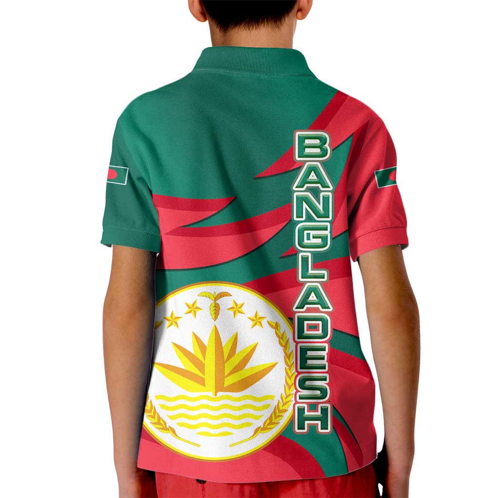 Bangladesh Kid Polo Shirt with Tiger Bengal Design and National Emblem Motif