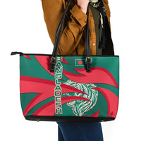 Bangladesh Leather Tote Bag with Tiger Bengal Design and National Emblem Motif
