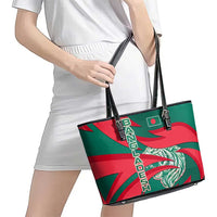 Bangladesh Leather Tote Bag with Tiger Bengal Design and National Emblem Motif