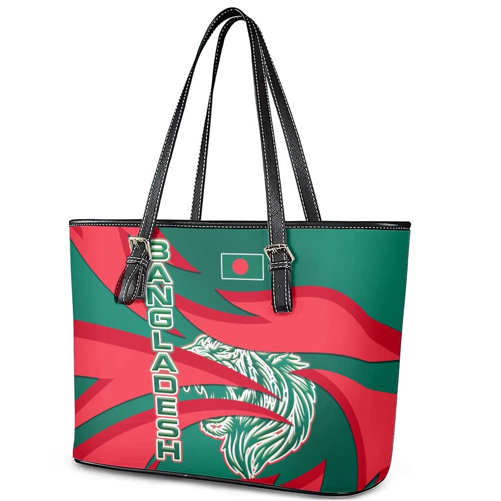 Bangladesh Leather Tote Bag with Tiger Bengal Design and National Emblem Motif