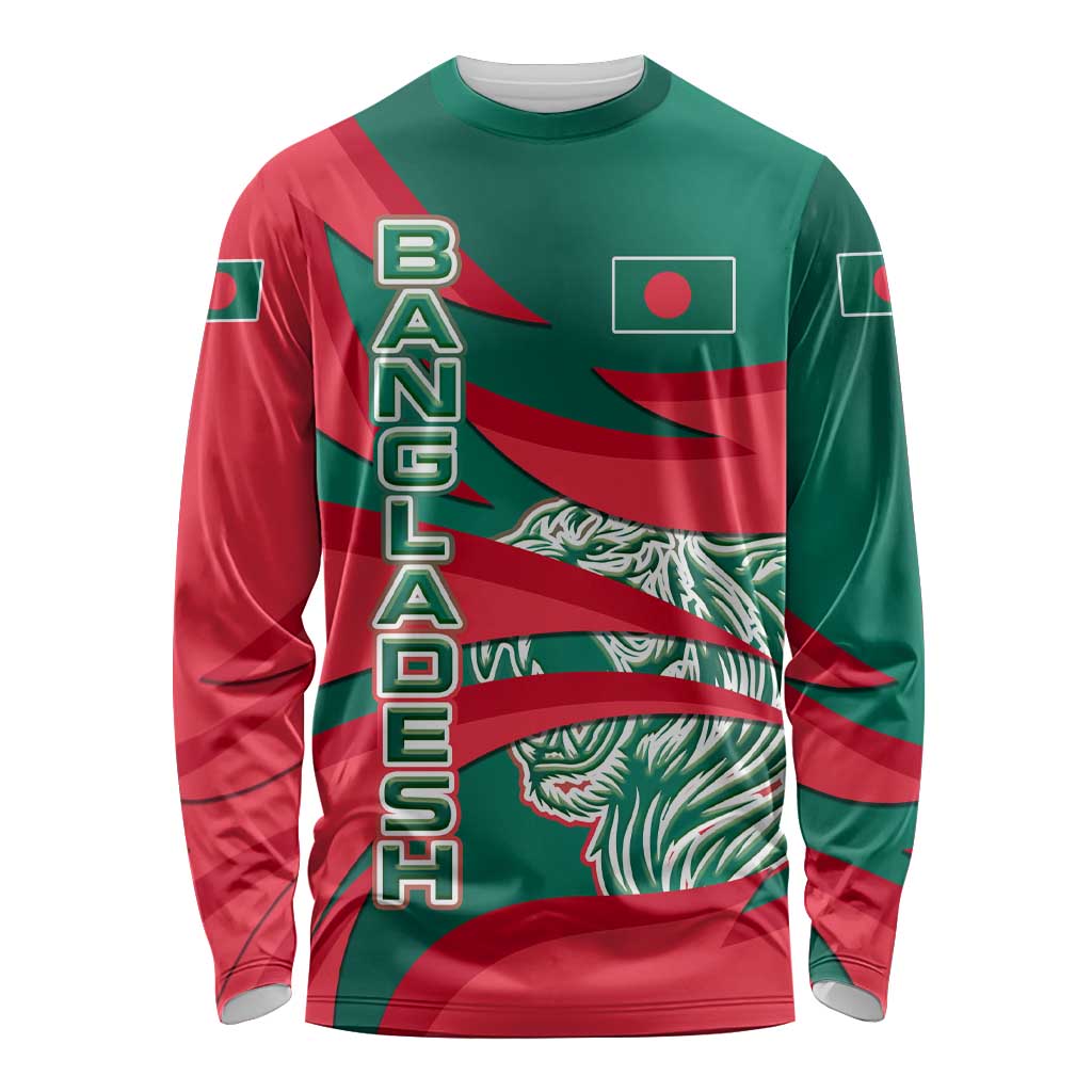 Bangladesh Long Sleeve Shirt with Tiger Bengal Design and National Emblem Motif
