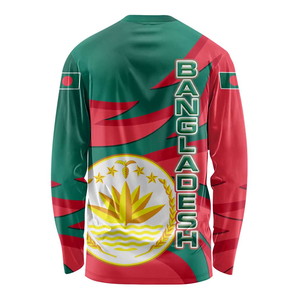 Bangladesh Long Sleeve Shirt with Tiger Bengal Design and National Emblem Motif