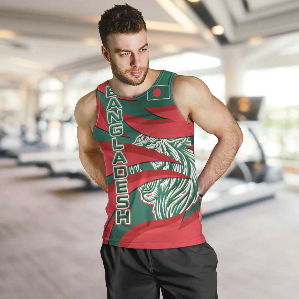 Bangladesh Men Tank Top with Tiger Bengal Design and National Emblem Motif