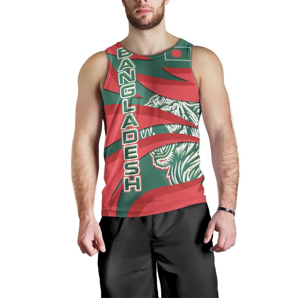 Bangladesh Men Tank Top with Tiger Bengal Design and National Emblem Motif