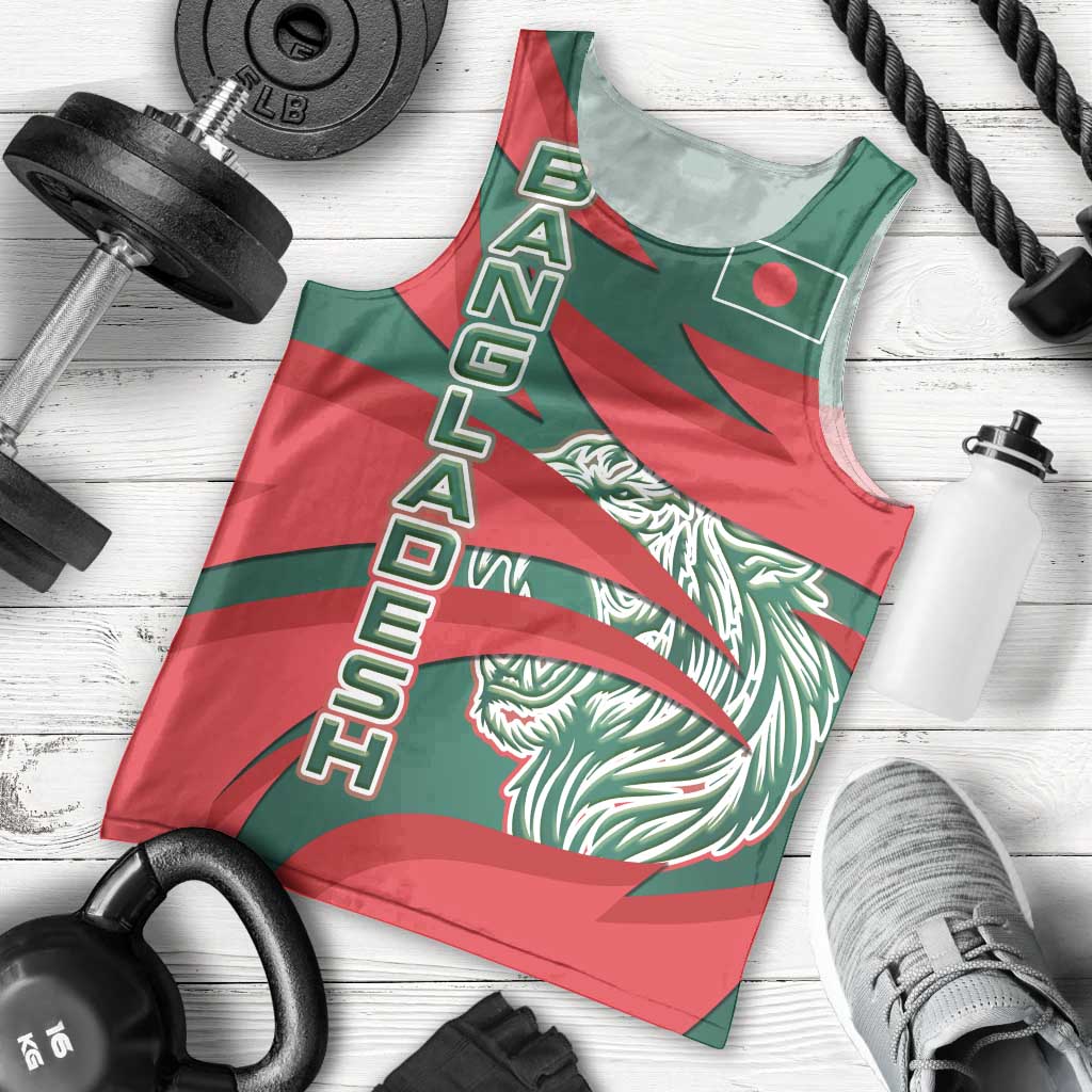 Bangladesh Men Tank Top with Tiger Bengal Design and National Emblem Motif