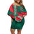 Bangladesh Off Shoulder Short Dress with Tiger Bengal Design and National Emblem Motif