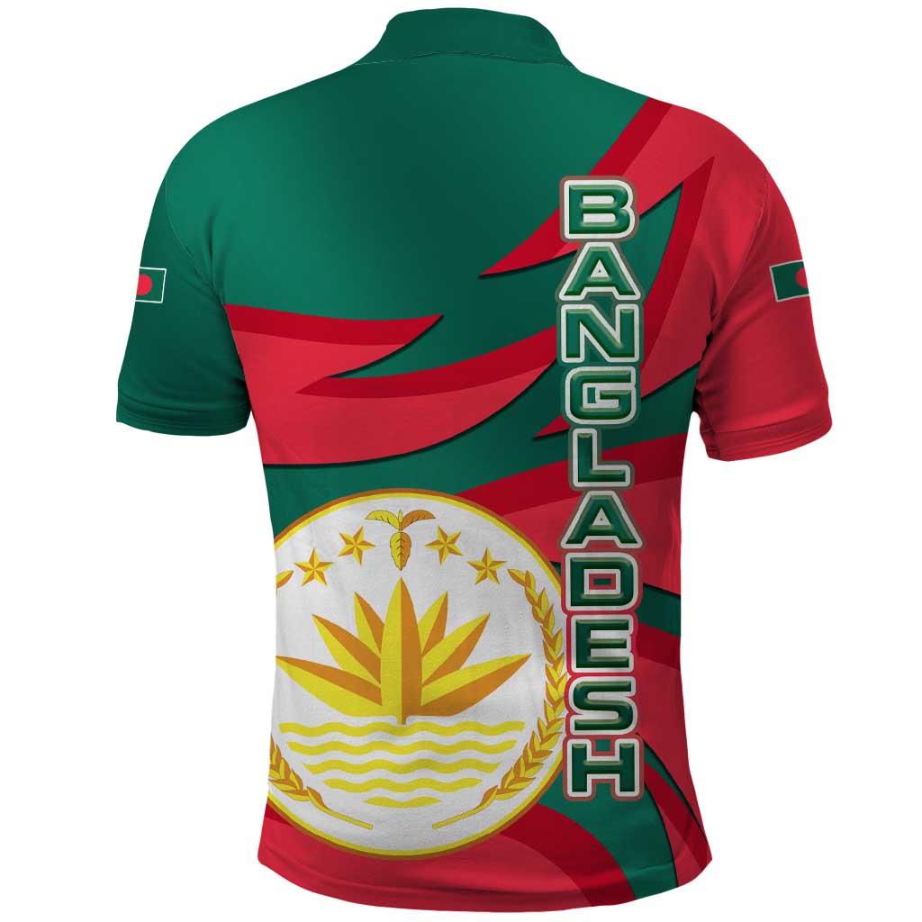 Bangladesh Polo Shirt with Tiger Bengal Design and National Emblem Motif