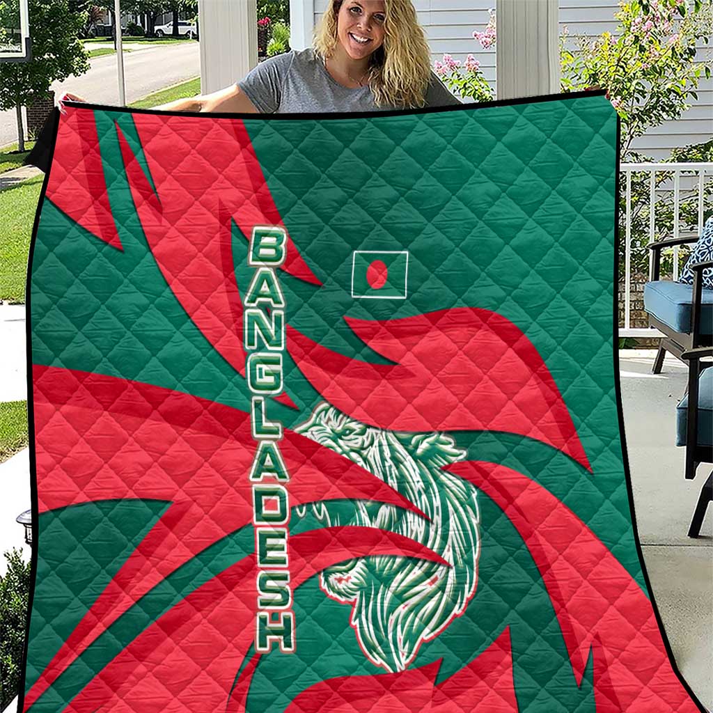Bangladesh Quilt with Tiger Bengal Design and National Emblem Motif