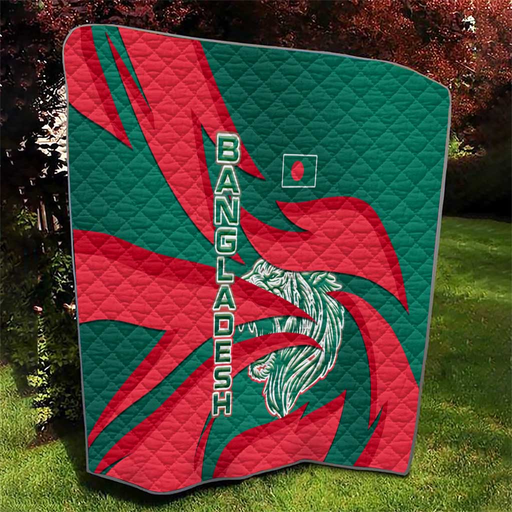 Bangladesh Quilt with Tiger Bengal Design and National Emblem Motif