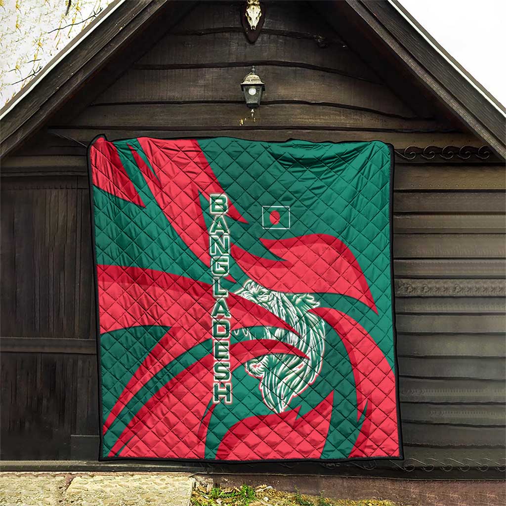 Bangladesh Quilt with Tiger Bengal Design and National Emblem Motif