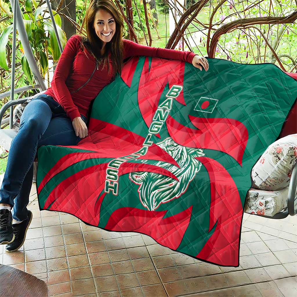 Bangladesh Quilt with Tiger Bengal Design and National Emblem Motif