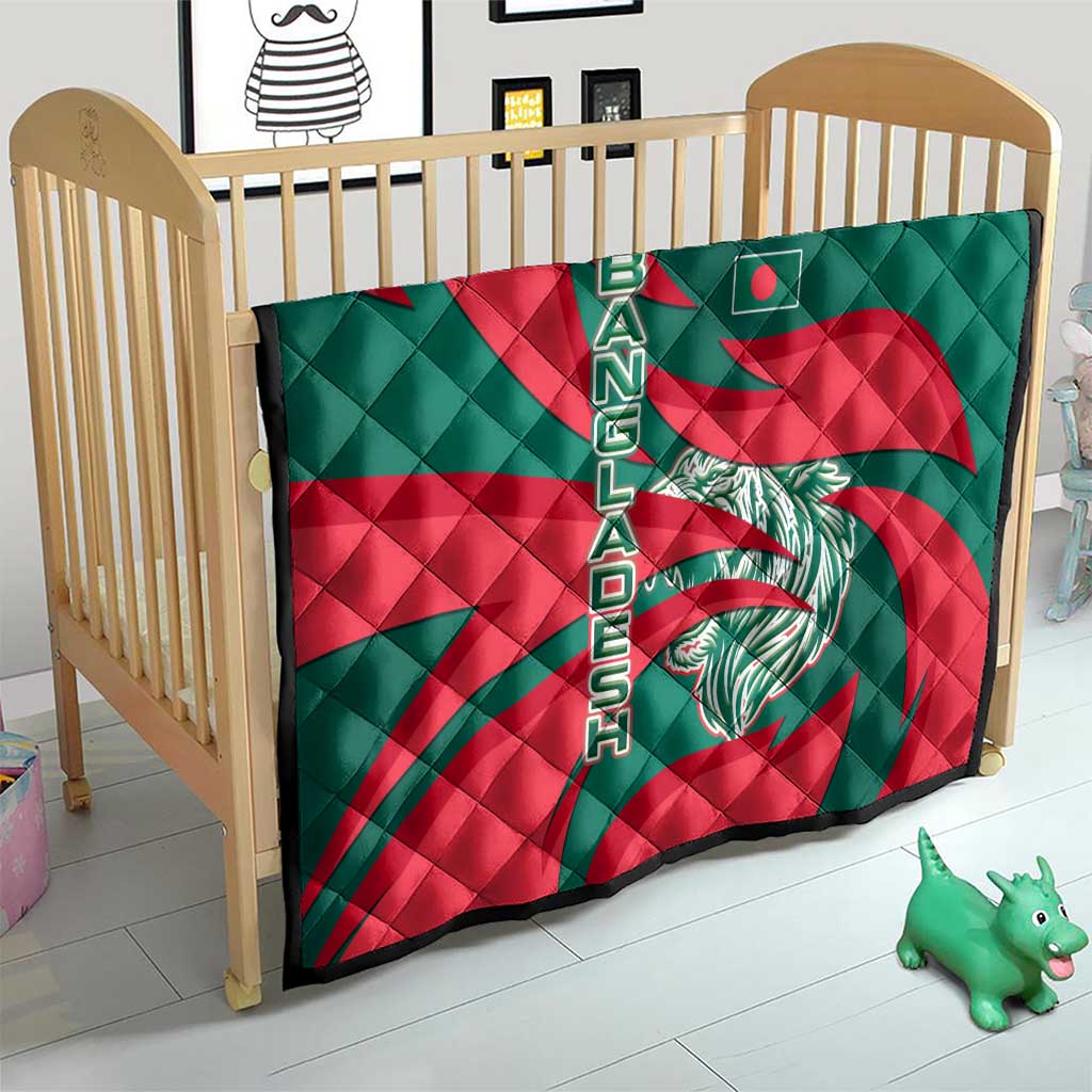 Bangladesh Quilt with Tiger Bengal Design and National Emblem Motif