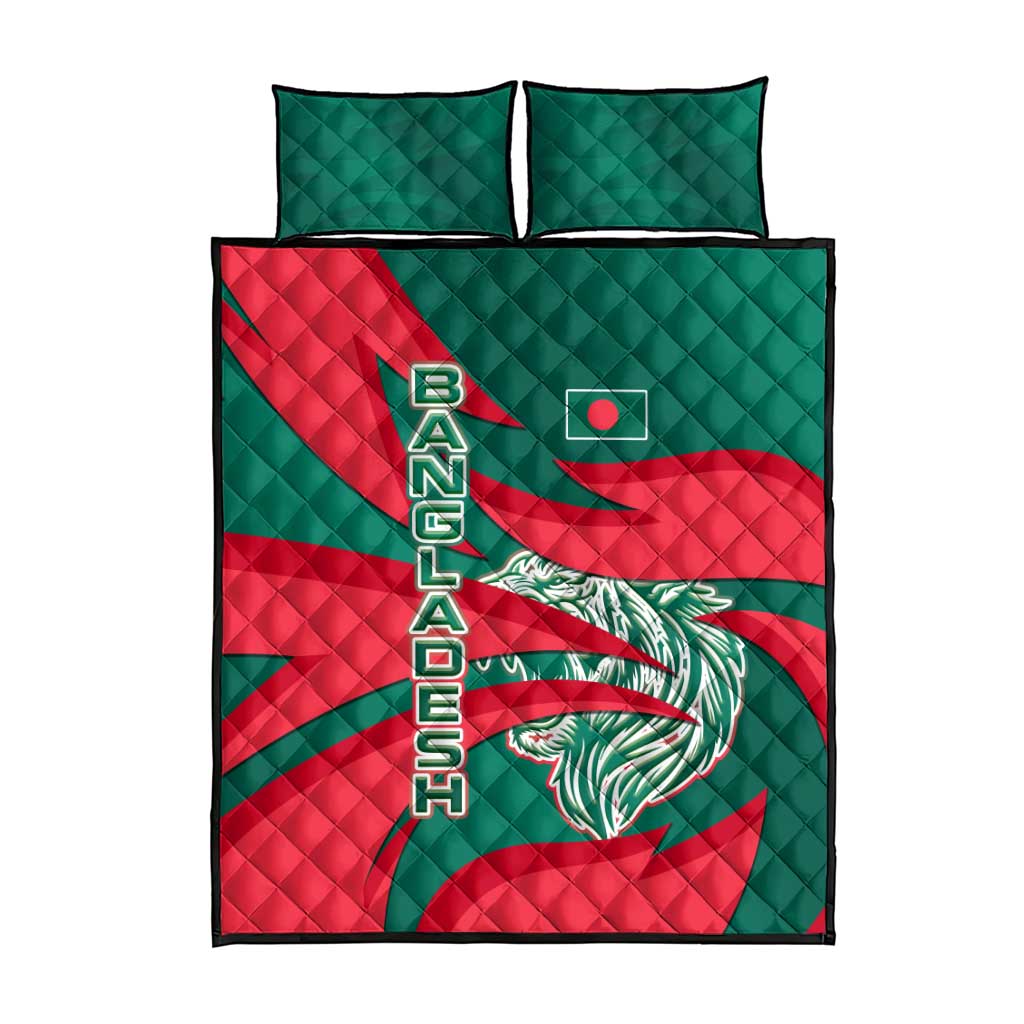 Bangladesh Quilt Bed Set with Tiger Bengal Design and National Emblem Motif