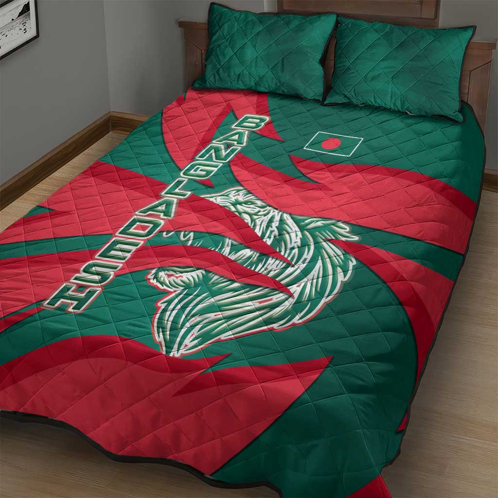 Bangladesh Quilt Bed Set with Tiger Bengal Design and National Emblem Motif