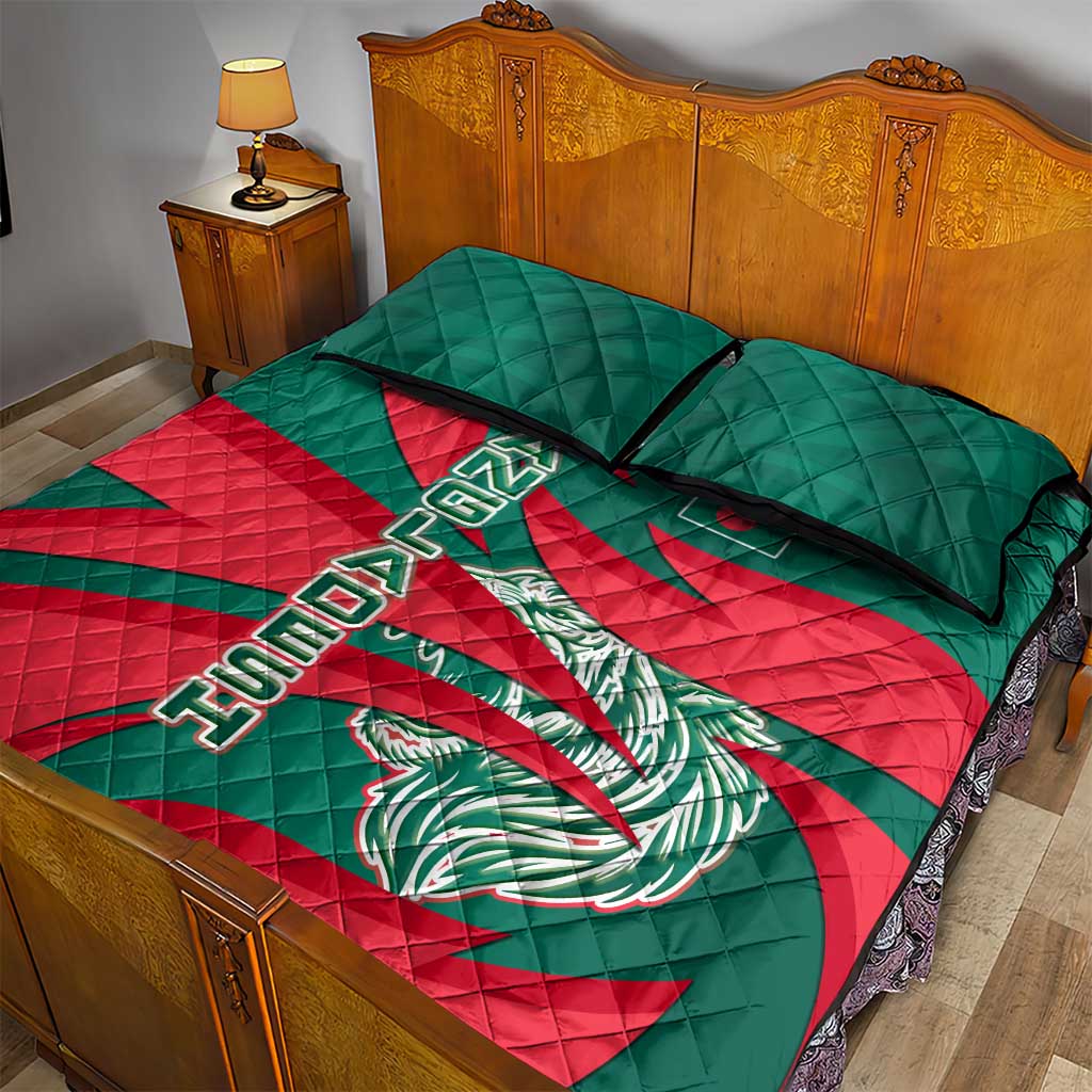 Bangladesh Quilt Bed Set with Tiger Bengal Design and National Emblem Motif