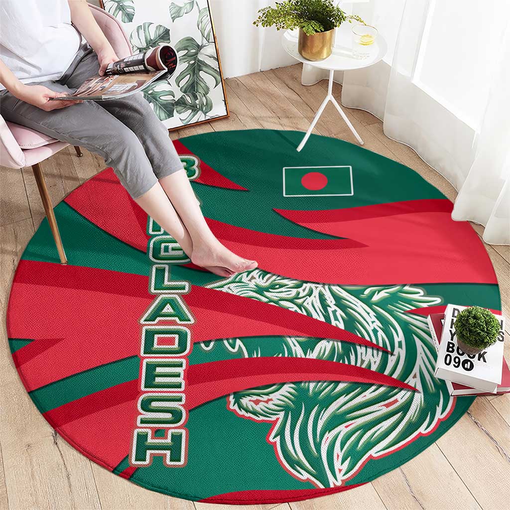 Bangladesh Round Carpet with Tiger Bengal Design and National Emblem Motif