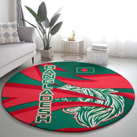 Bangladesh Round Carpet with Tiger Bengal Design and National Emblem Motif