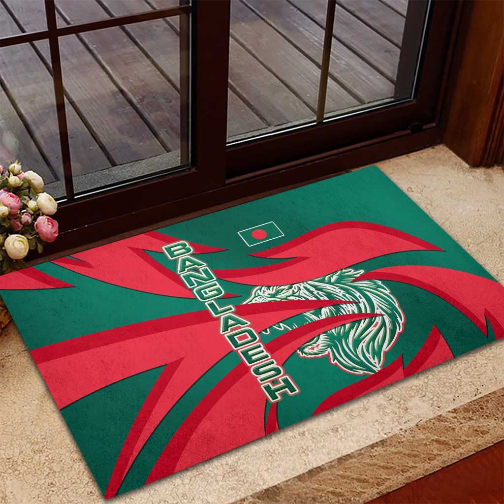 Bangladesh Rubber Doormat with Tiger Bengal Design and National Emblem Motif