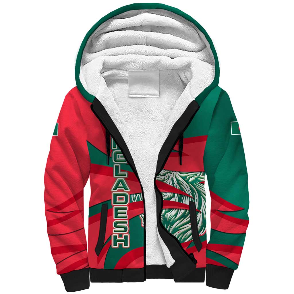 Bangladesh Sherpa Hoodie with Tiger Bengal Design and National Emblem Motif