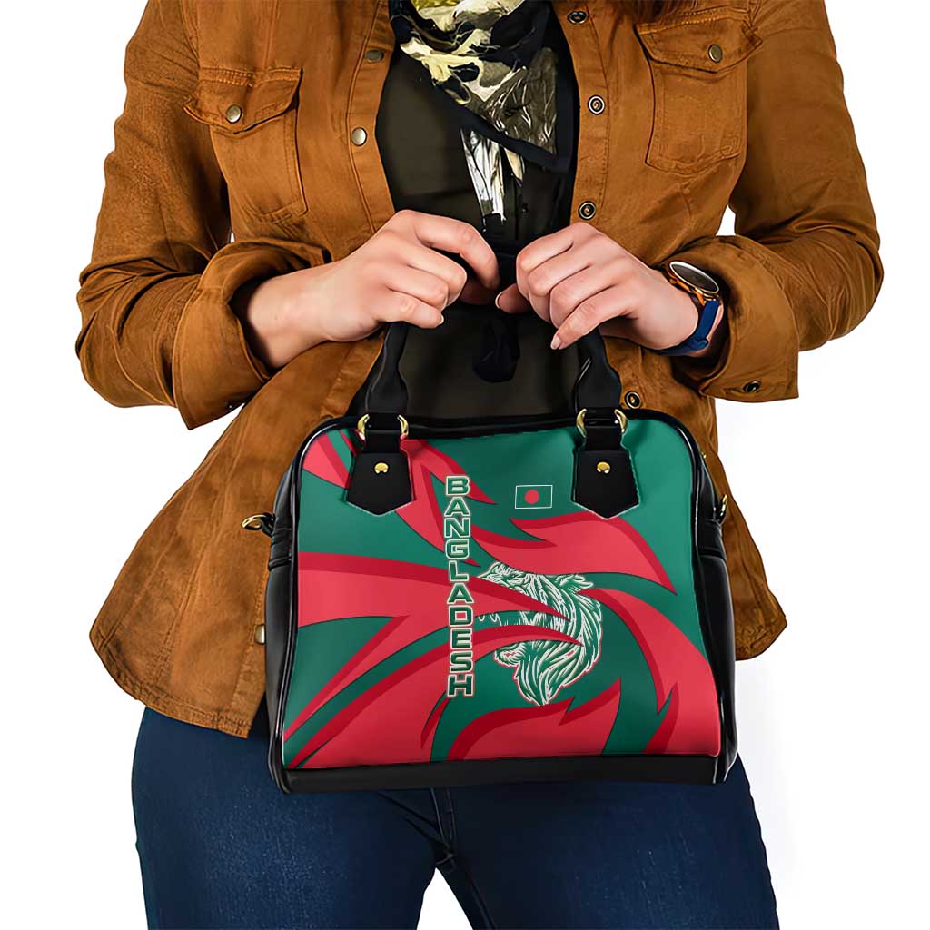 Bangladesh Shoulder Handbag with Tiger Bengal Design and National Emblem Motif