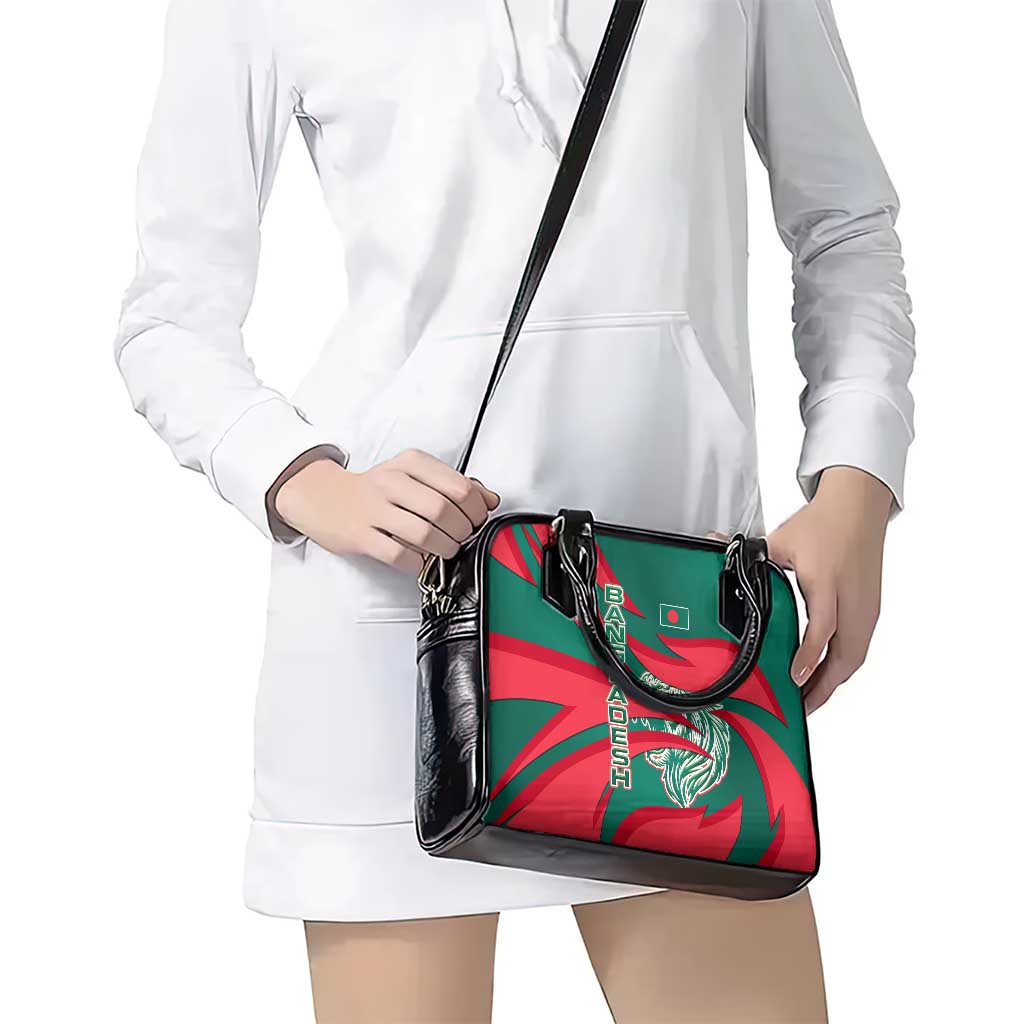 Bangladesh Shoulder Handbag with Tiger Bengal Design and National Emblem Motif