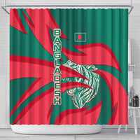 Bangladesh Shower Curtain with Tiger Bengal Design and National Emblem Motif