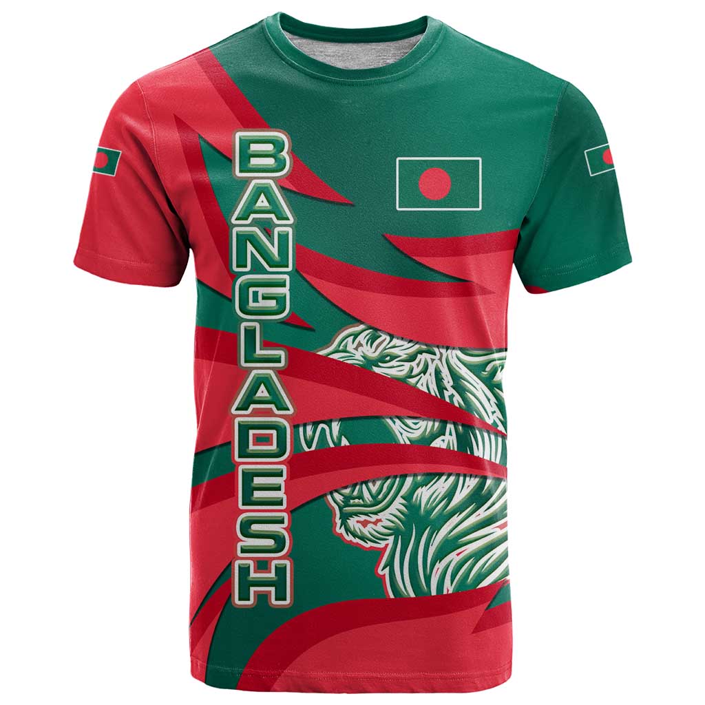 Bangladesh T Shirt with Tiger Bengal Design and National Emblem Motif