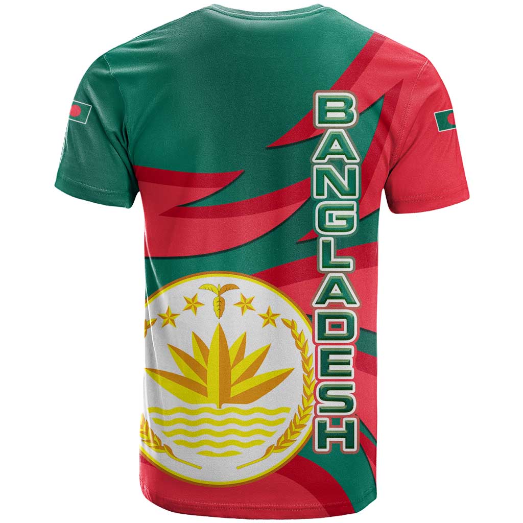 Bangladesh T Shirt with Tiger Bengal Design and National Emblem Motif